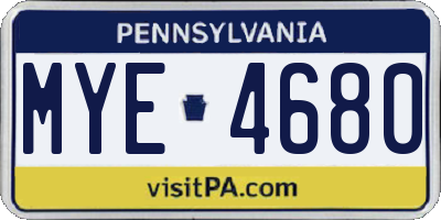 PA license plate MYE4680