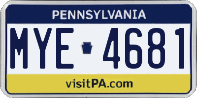 PA license plate MYE4681