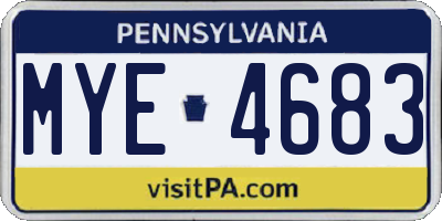 PA license plate MYE4683