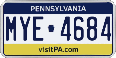 PA license plate MYE4684