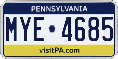 PA license plate MYE4685
