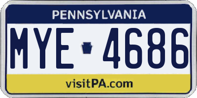 PA license plate MYE4686
