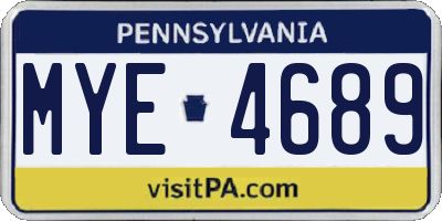 PA license plate MYE4689