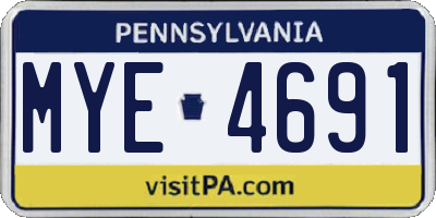 PA license plate MYE4691