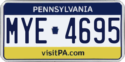 PA license plate MYE4695