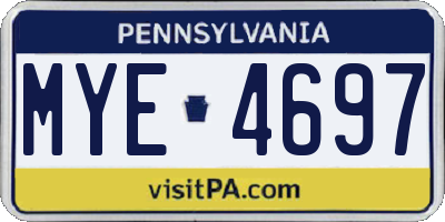 PA license plate MYE4697