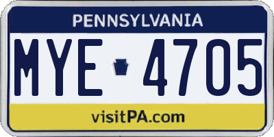 PA license plate MYE4705