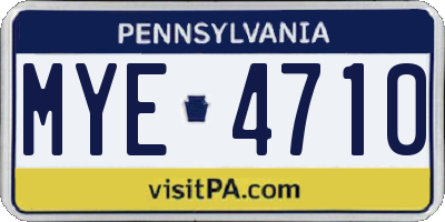 PA license plate MYE4710