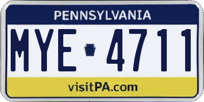 PA license plate MYE4711