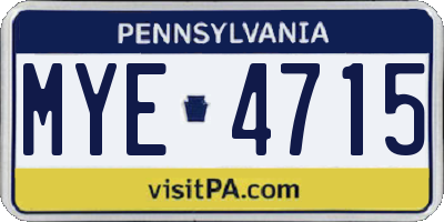PA license plate MYE4715