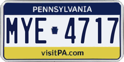 PA license plate MYE4717