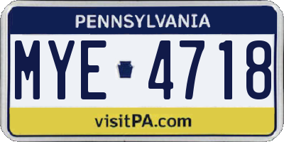PA license plate MYE4718