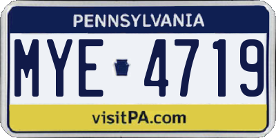 PA license plate MYE4719