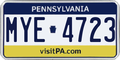 PA license plate MYE4723