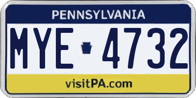 PA license plate MYE4732
