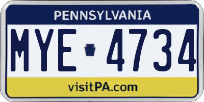 PA license plate MYE4734