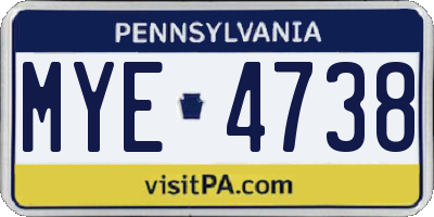 PA license plate MYE4738