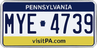 PA license plate MYE4739