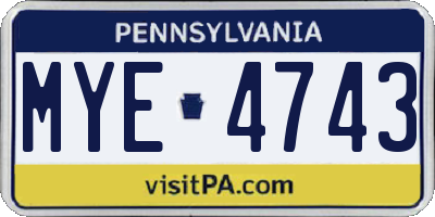 PA license plate MYE4743