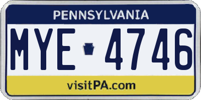 PA license plate MYE4746