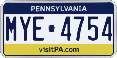 PA license plate MYE4754