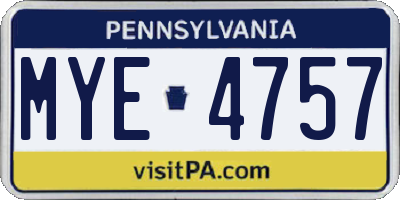 PA license plate MYE4757