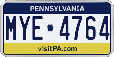 PA license plate MYE4764