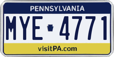 PA license plate MYE4771