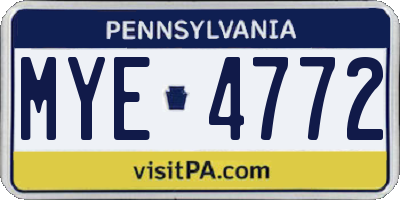PA license plate MYE4772