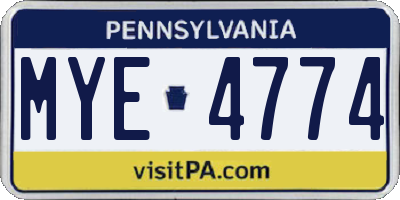 PA license plate MYE4774