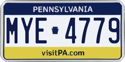 PA license plate MYE4779