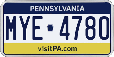 PA license plate MYE4780