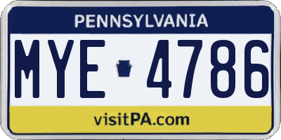 PA license plate MYE4786