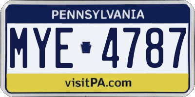 PA license plate MYE4787