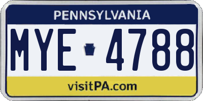 PA license plate MYE4788