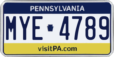 PA license plate MYE4789