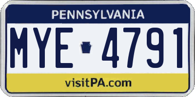 PA license plate MYE4791