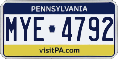 PA license plate MYE4792