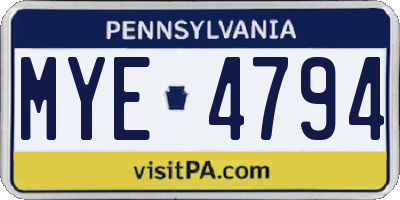 PA license plate MYE4794