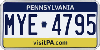 PA license plate MYE4795
