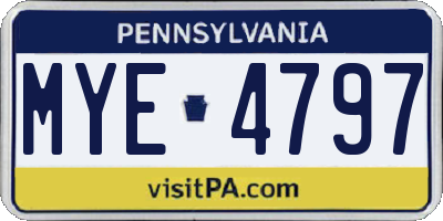 PA license plate MYE4797
