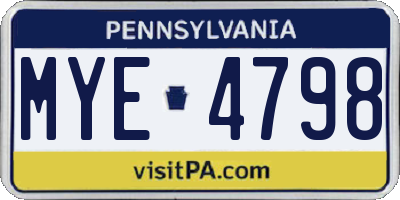PA license plate MYE4798