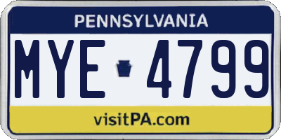 PA license plate MYE4799