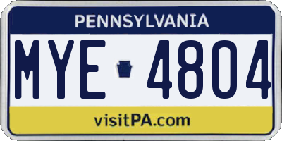 PA license plate MYE4804