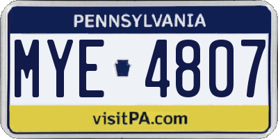 PA license plate MYE4807