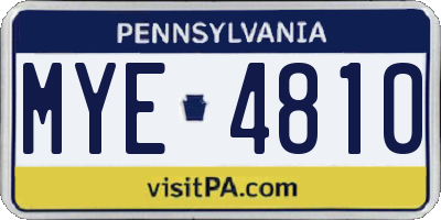 PA license plate MYE4810