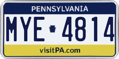 PA license plate MYE4814