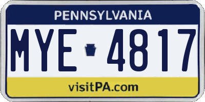 PA license plate MYE4817