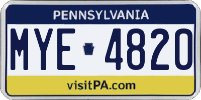 PA license plate MYE4820
