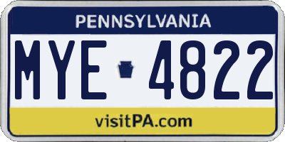 PA license plate MYE4822